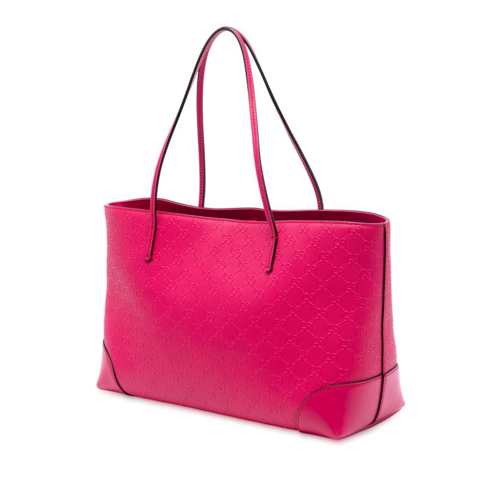 Gucci Guccissima Bright Hilary Lux Tote Pink Leather Good condition - Back View