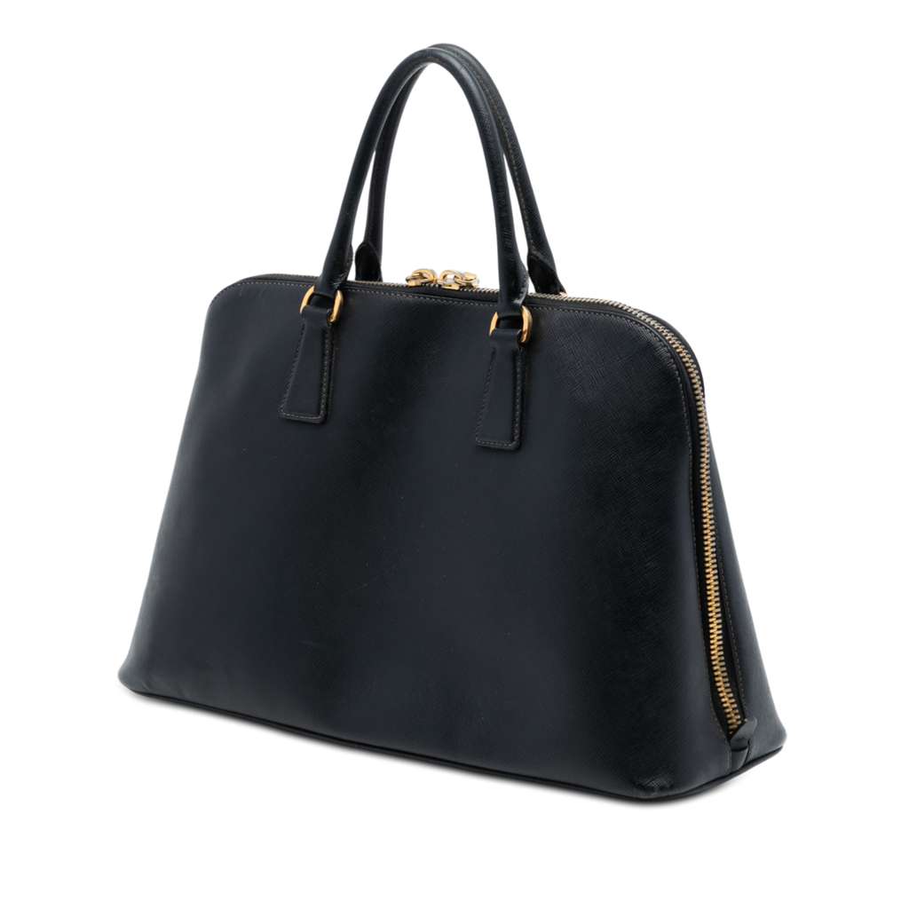 Prada Large Saffiano Lux Promenade Satchel Black Leather Good condition - Back View