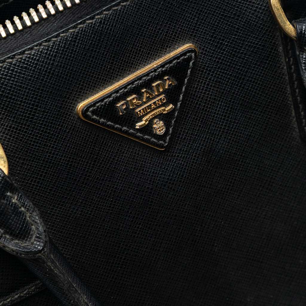 Prada Large Saffiano Lux Promenade Satchel Black Leather Good condition - Box View