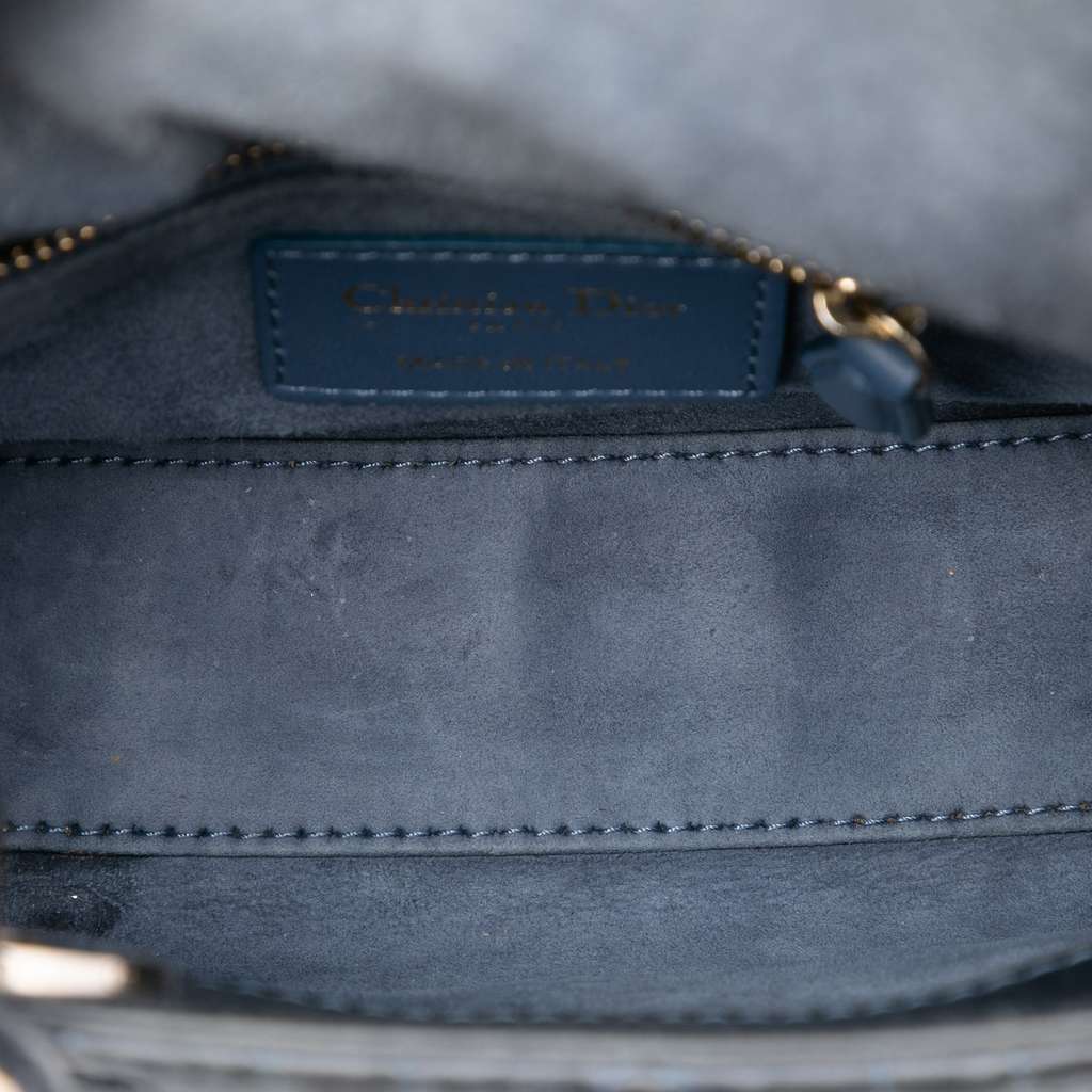 Dior Mini Satin Cannage Swarovski Crystal Lady Dior Grey Satin Good condition - Model View