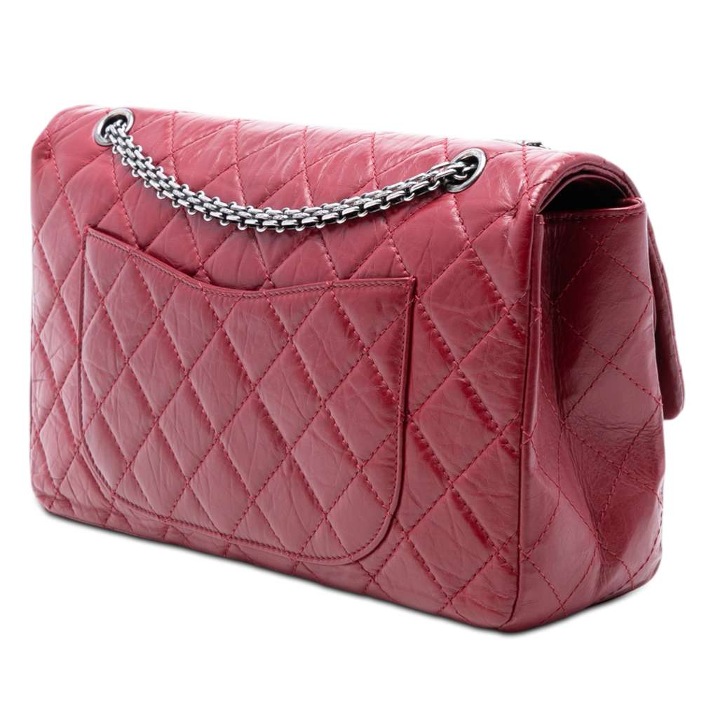 Chanel Quilted Aged Calfskin Reissue 2.55 Double Flap 227 Red Leather Good condition - Back View