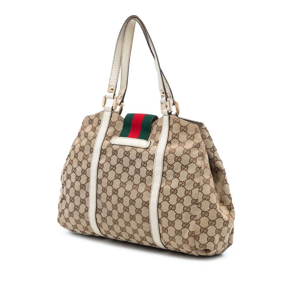 Gucci GG Canvas Web New Ladies Tote Brown Canvas Good condition - Back View