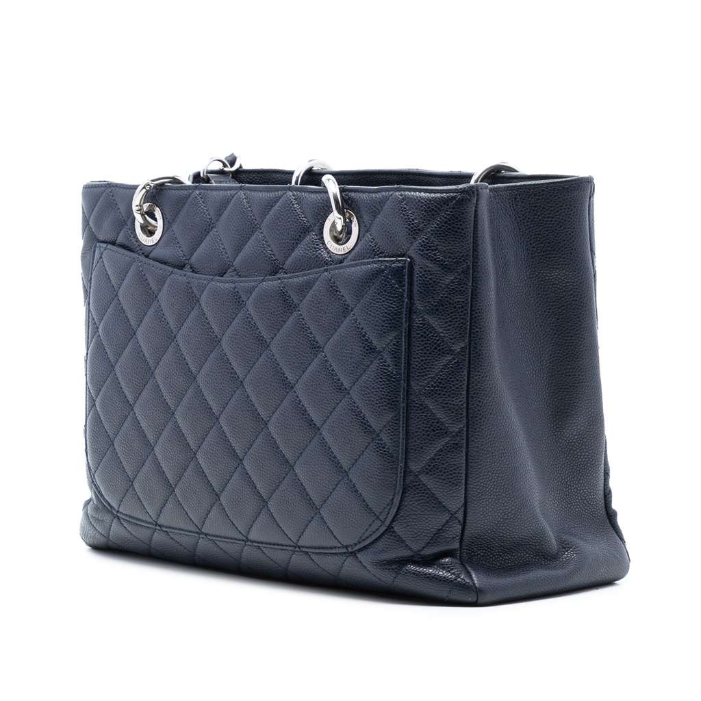 Chanel Caviar Grand Shopping Tote Blue Leather Good condition - Back View