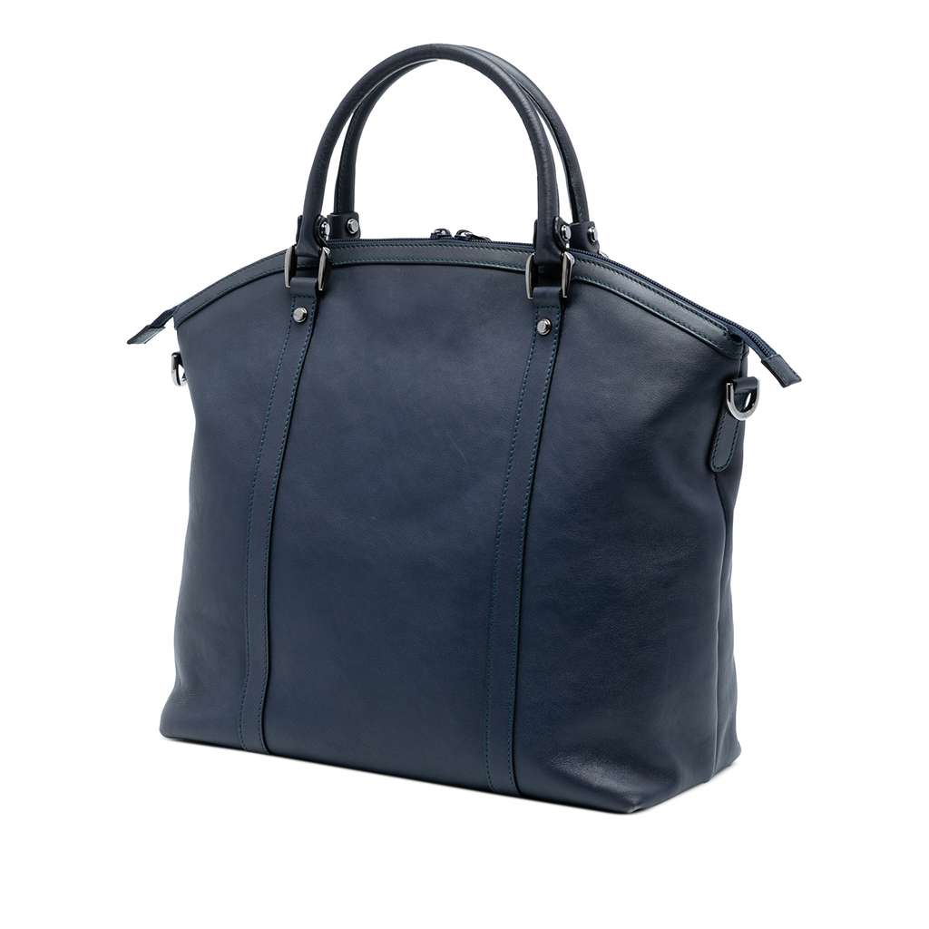 Gucci Large Leather Charm Dome Satchel Blue Leather Good condition - Back View