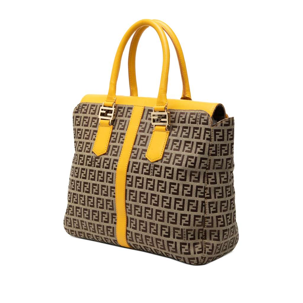 Fendi Zucchino Canvas Satchel Brown Canvas Good condition - Back View