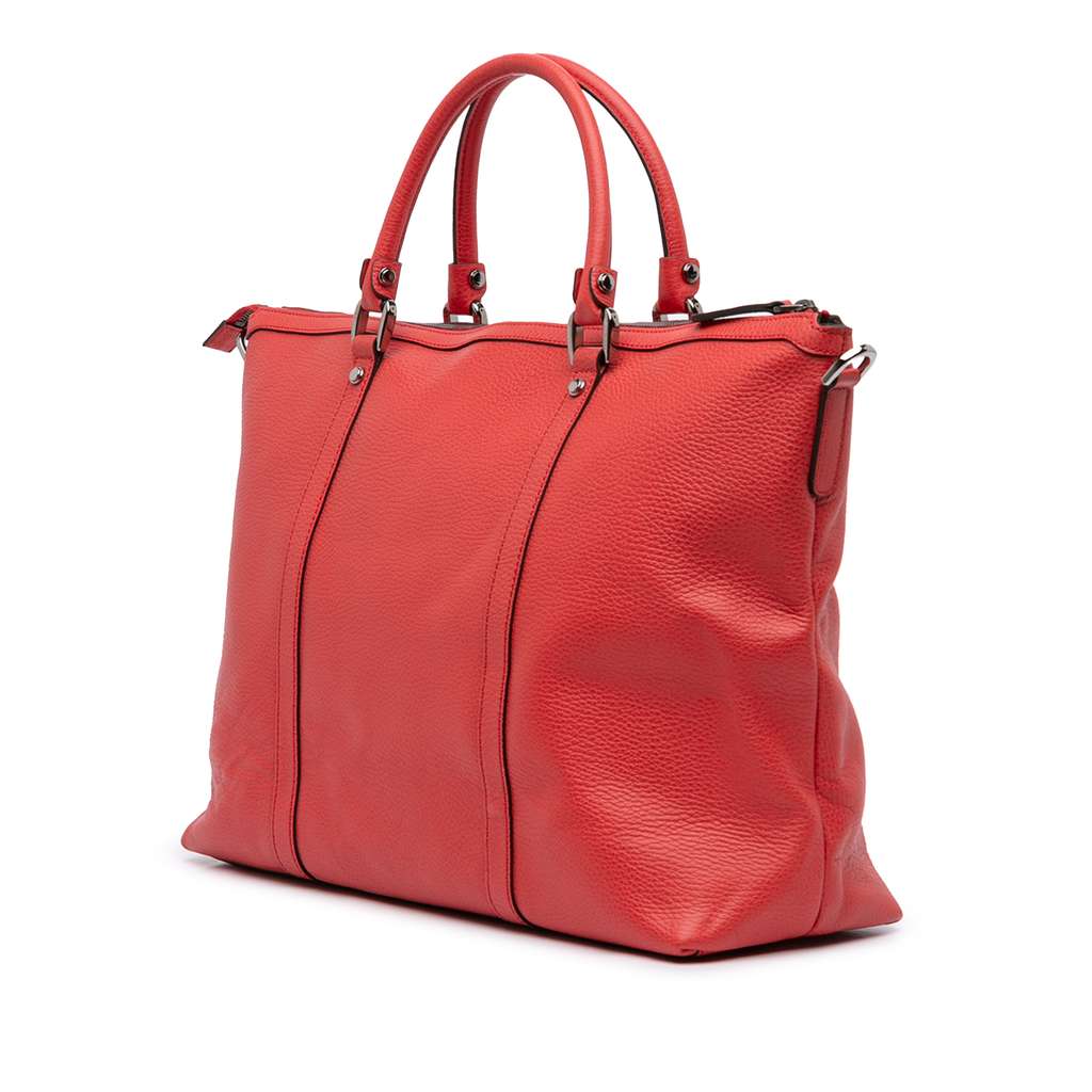 Gucci Leather GG Charm Satchel Red Leather Good condition - Back View