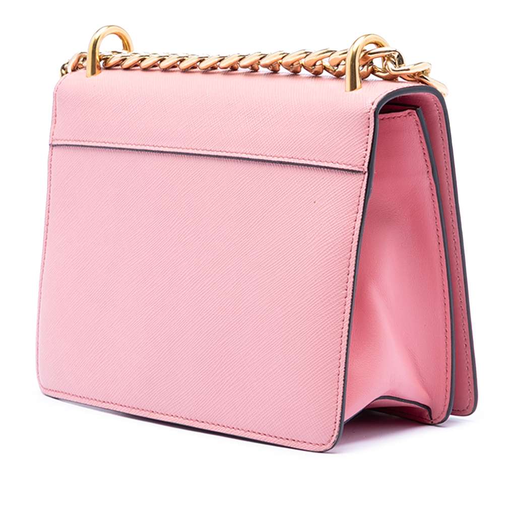 Prada Saffiano Lux Chain Crossbody Pink Leather Good condition - Back View