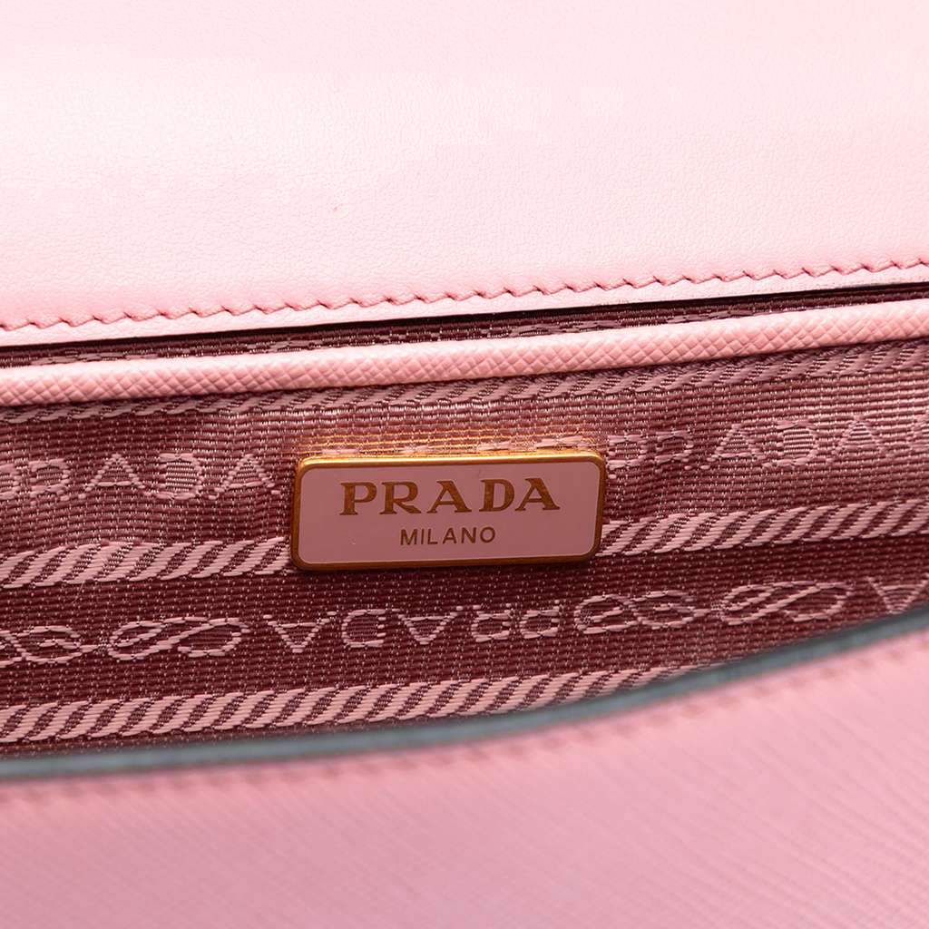 Prada Saffiano Lux Chain Crossbody Pink Leather Good condition - Box View