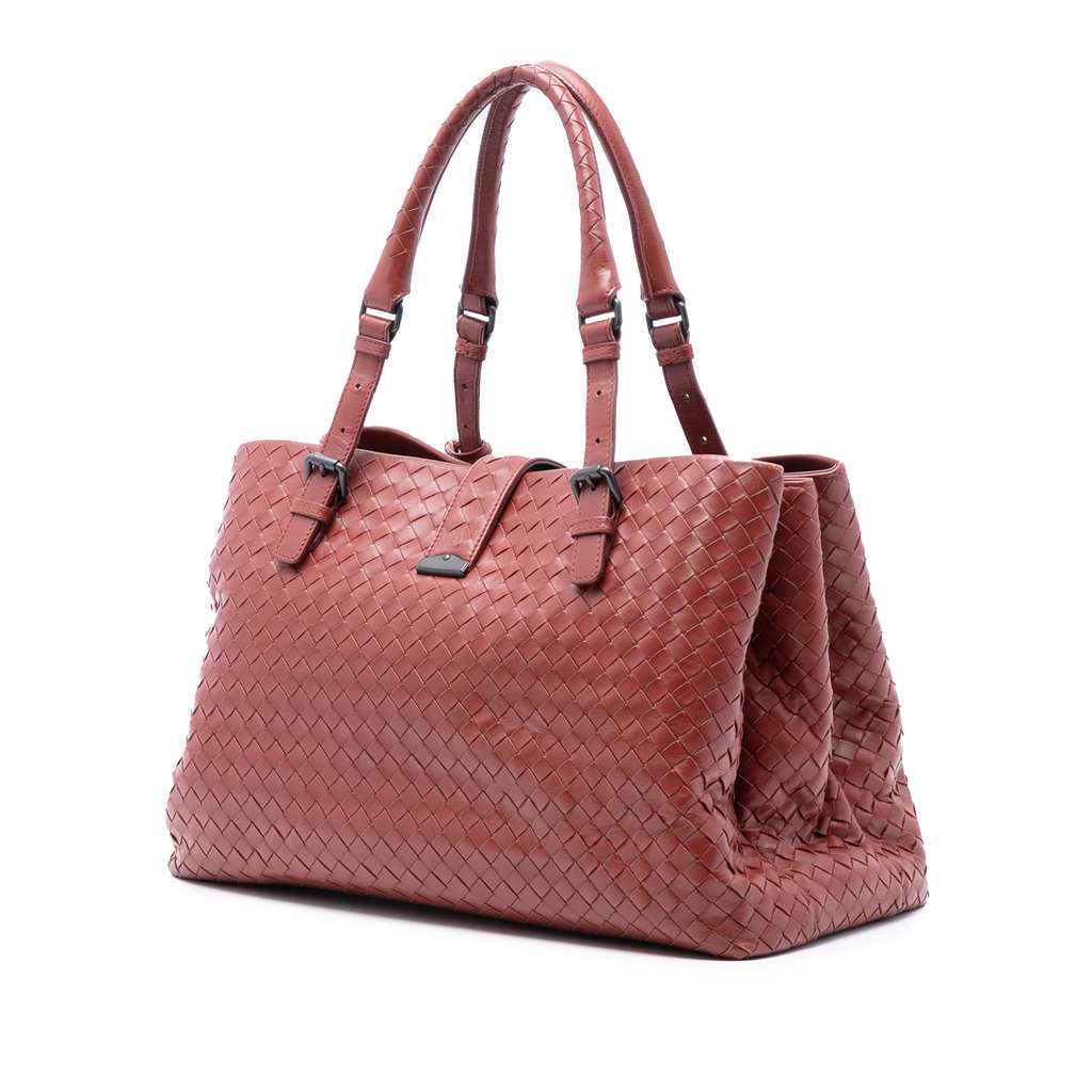 Bottega Veneta Medium Nappa Intrecciato Roma Tote Red Leather Good condition - Back View