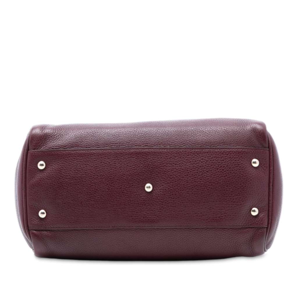 Gucci Medium Calfskin Bamboo Shopper Boston Bag Red Leather Good condition - Inside View