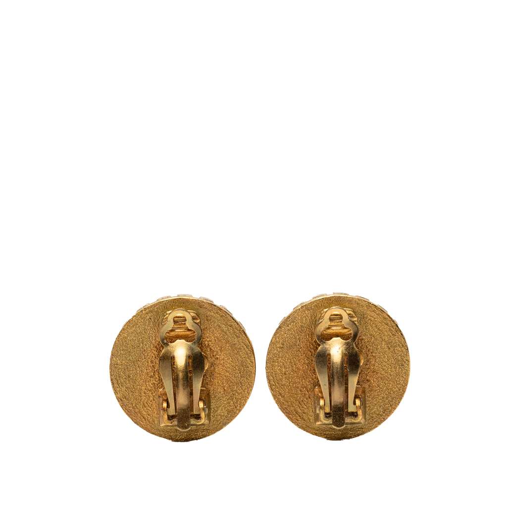 Chanel Gold Plated Coco Coin Clip On Earrings Gold Metal Good condition - Back View