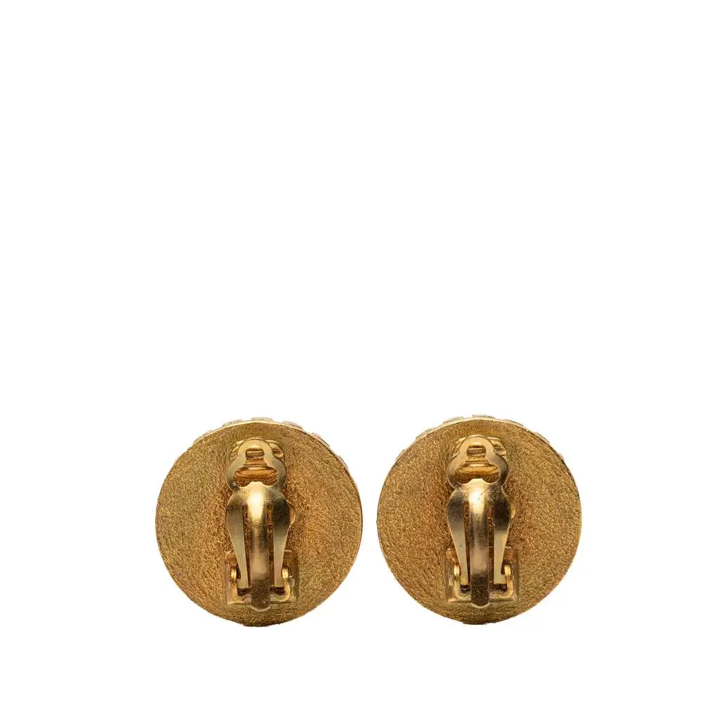 Chanel Gold Plated Coco Coin Clip On Earrings Gold Metal Very good - Back View
