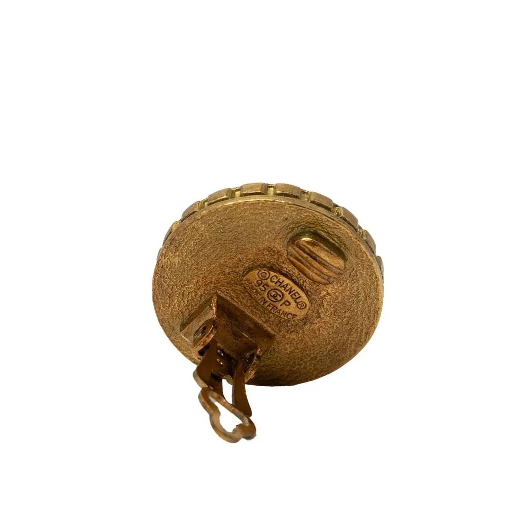 Chanel Gold Plated Coco Coin Clip On Earrings Gold Metal Very good - Inside View
