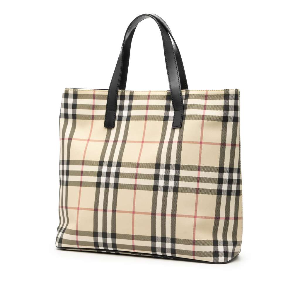 Burberry House Check Coated Canvas Tote Brown Canvas Good condition - Back View