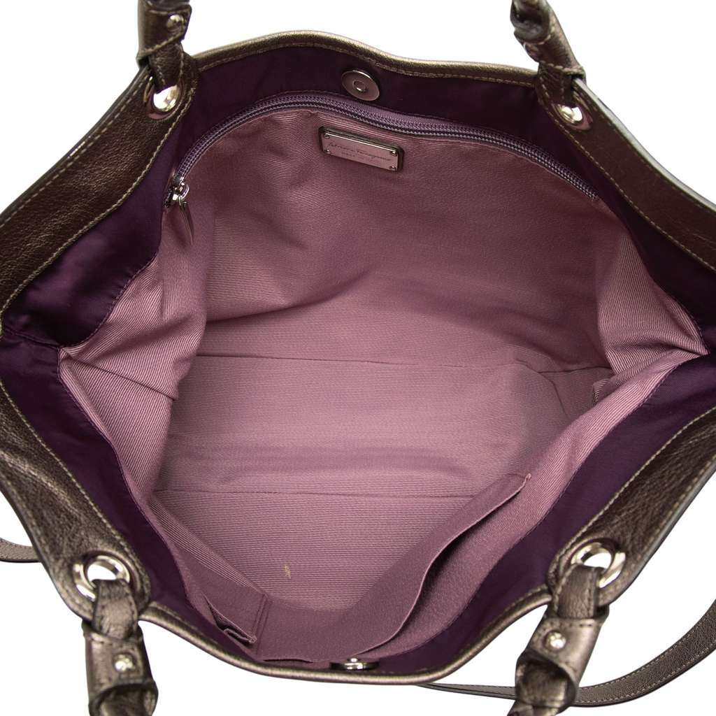 Salvatore Ferragamo Nylon Crystal Embellished Satchel Purple Good condition - Model View