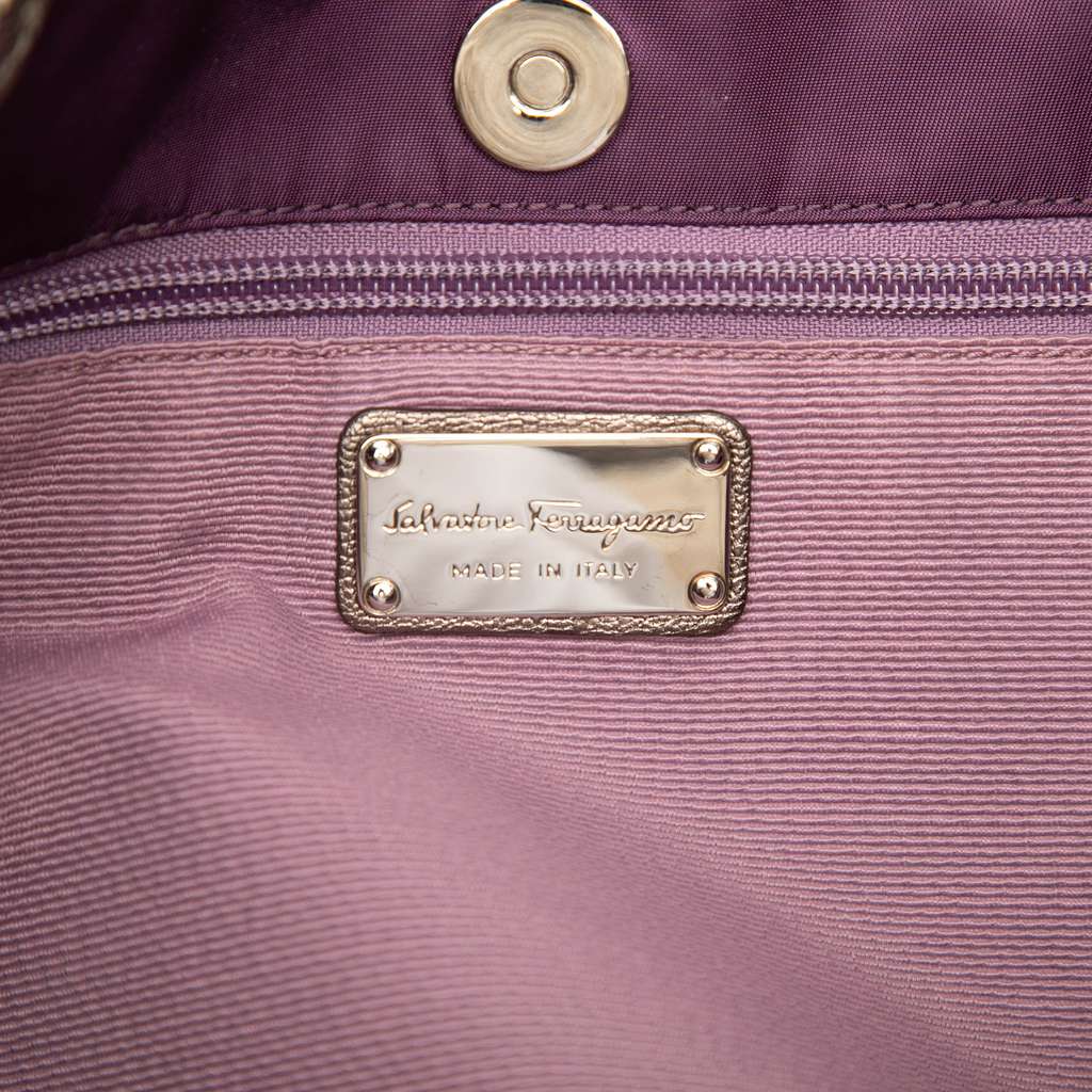 Salvatore Ferragamo Nylon Crystal Embellished Satchel Purple Good condition - Box View