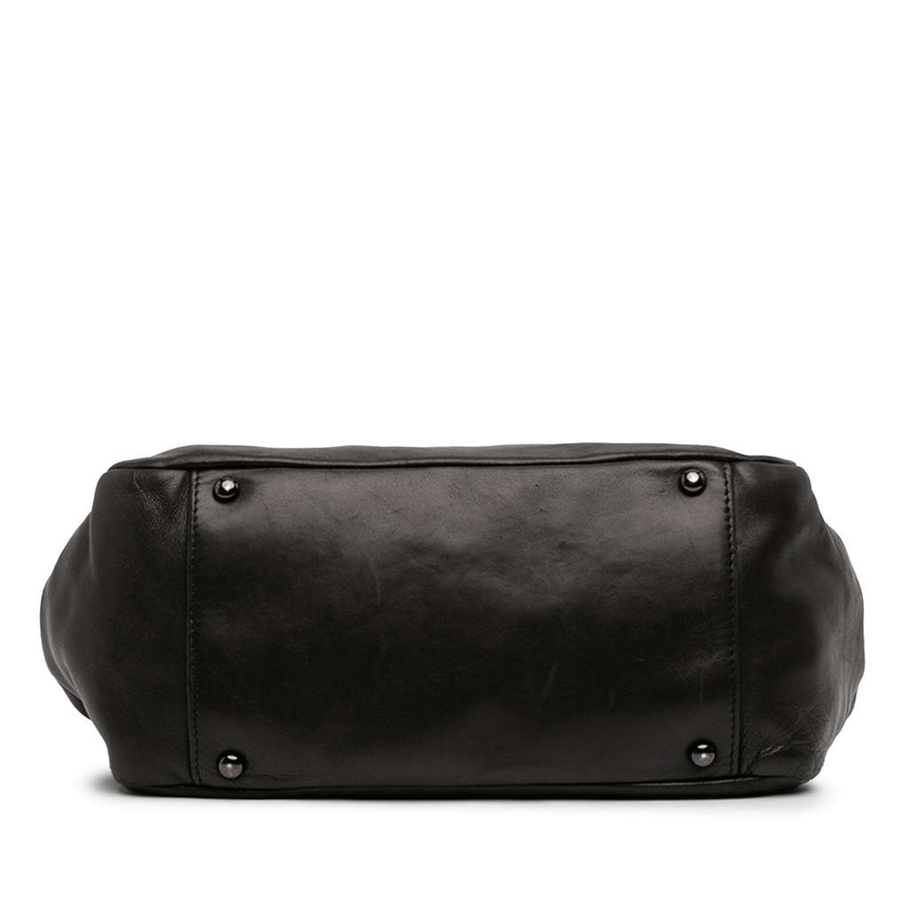 Chanel Lambskin Studded CC Accordion Flap Black Leather Good condition - Inside View