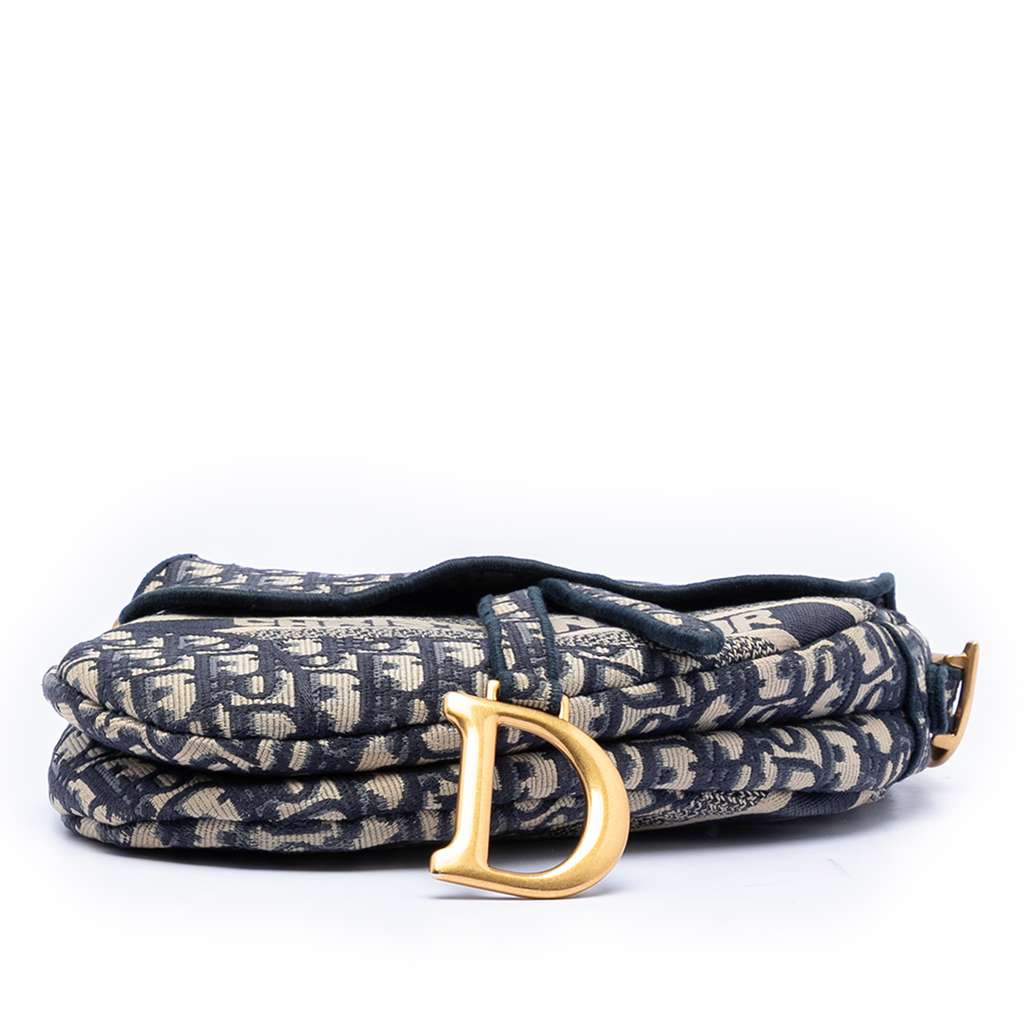 Dior Oblique Embroidered Canvas Saddle Bag Blue Canvas Good condition - Inside View
