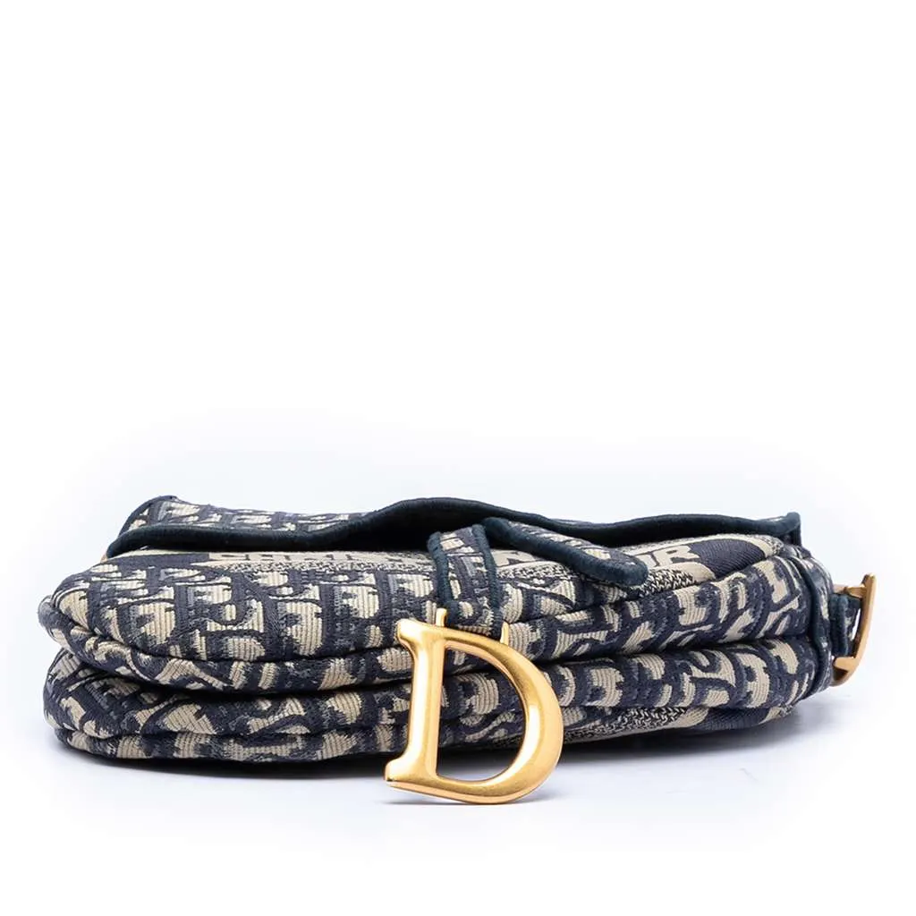 Dior Oblique Embroidered Canvas Saddle Bag Blue Canvas Very good - Inside View