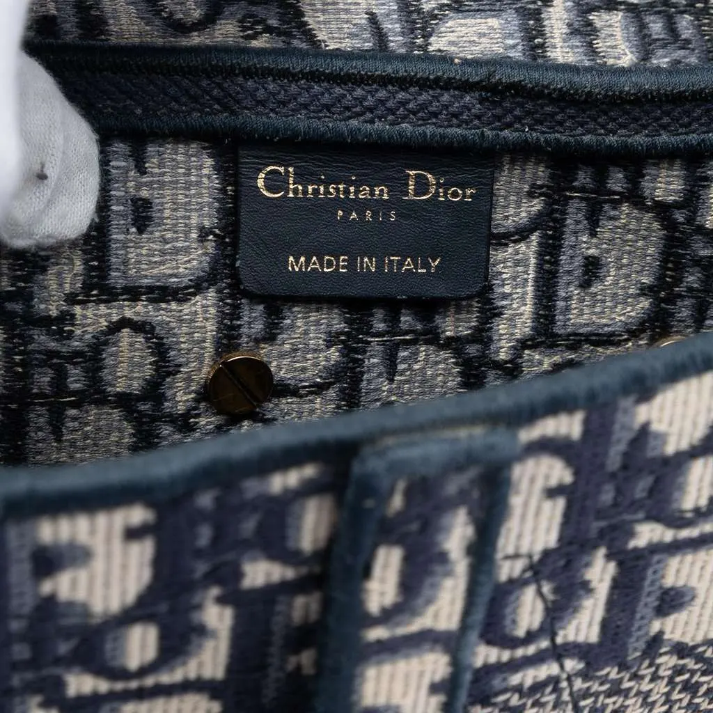 Dior Oblique Embroidered Canvas Saddle Bag Blue Canvas Very good - Box View