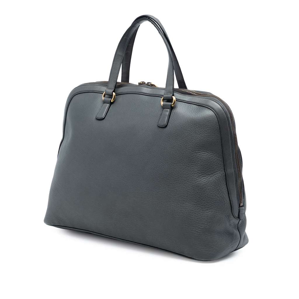 Gucci Leather 1973 Top Handle Oversized Travel Bag Grey Leather Good condition - Back View