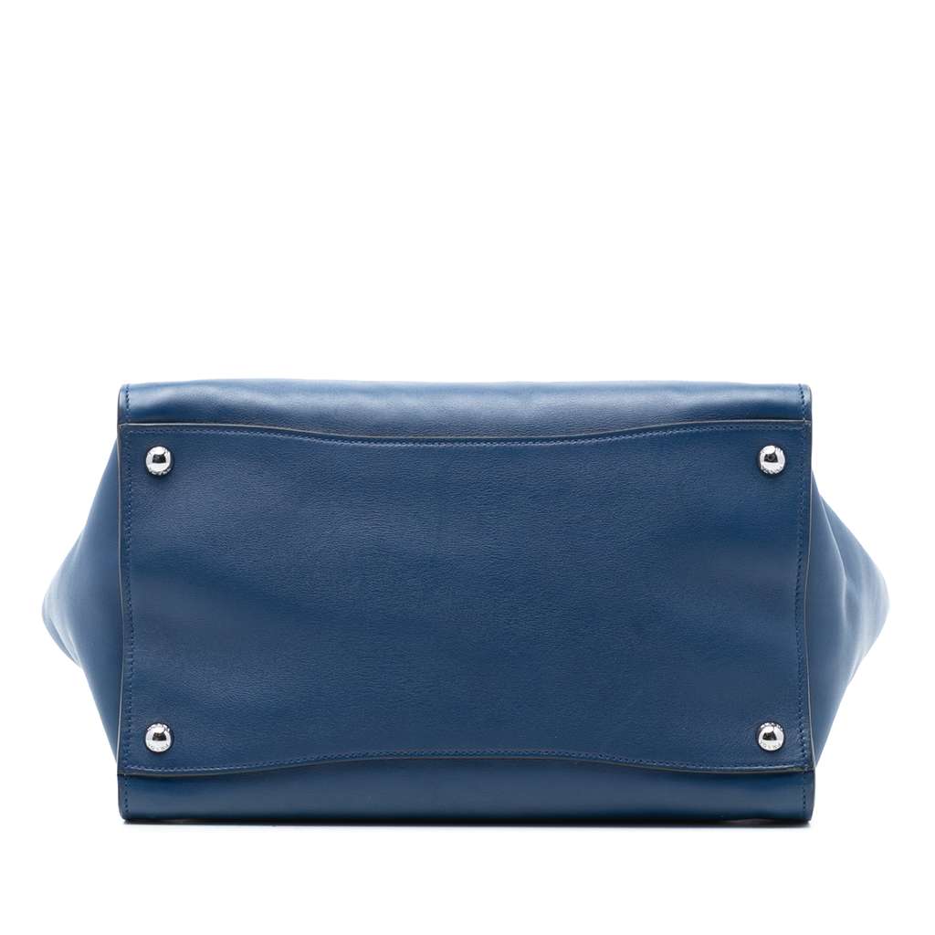 Prada Glace Calf Twin Pocket Double Handle Satchel Blue Leather Good condition - Inside View