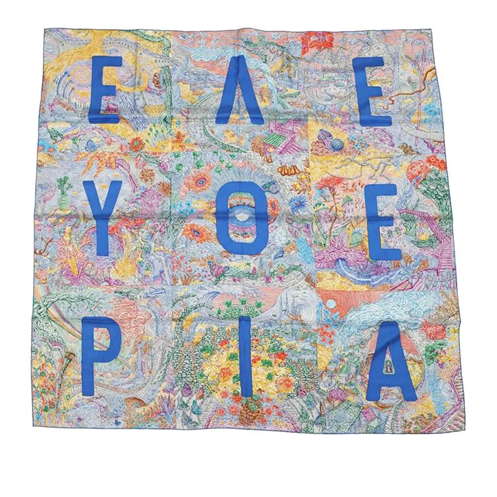 Hermès Eleftheria Silk Scarf 140 Blue Silk Good - Front View