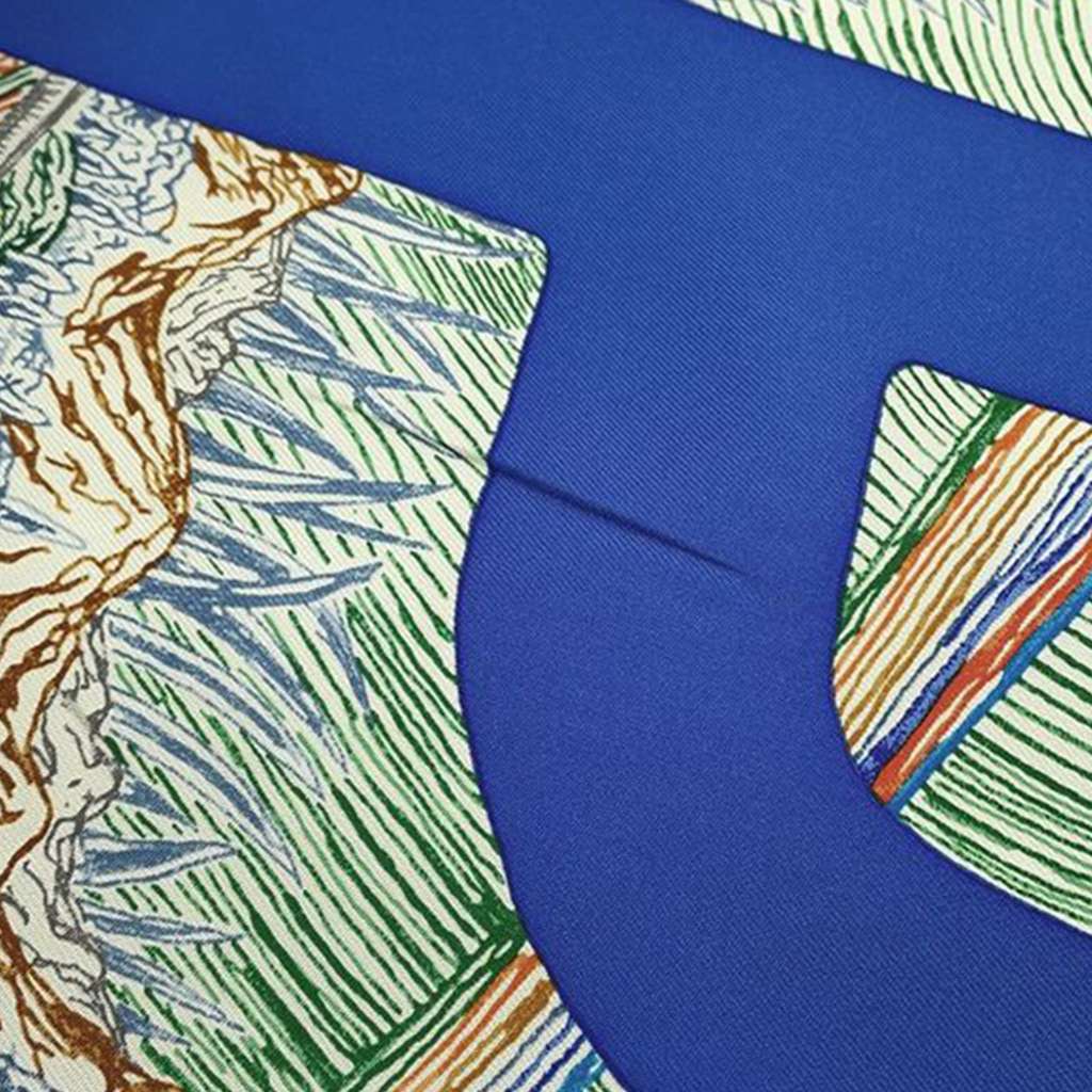 Hermès Eleftheria Silk Scarf 140 Blue Silk Good condition - Back View