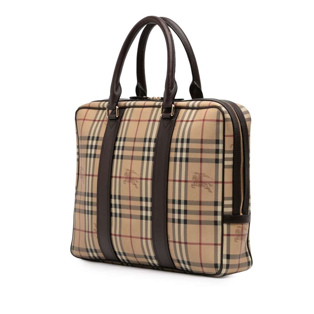 Burberry Haymarket Check Coated Canvas Business Bag Brown Canvas Good condition - Back View