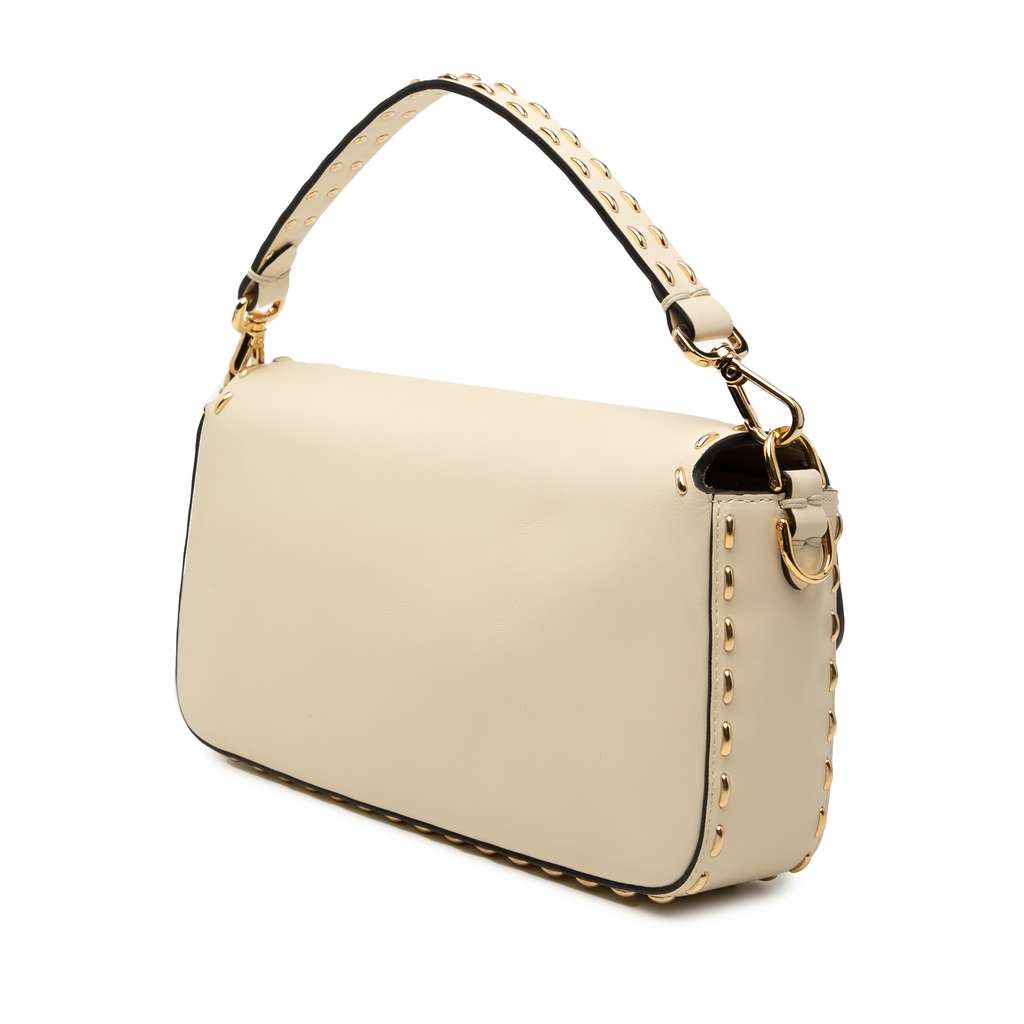 Fendi Leather Metal Stitch Baguette Satchel Brown Leather Good condition - Back View