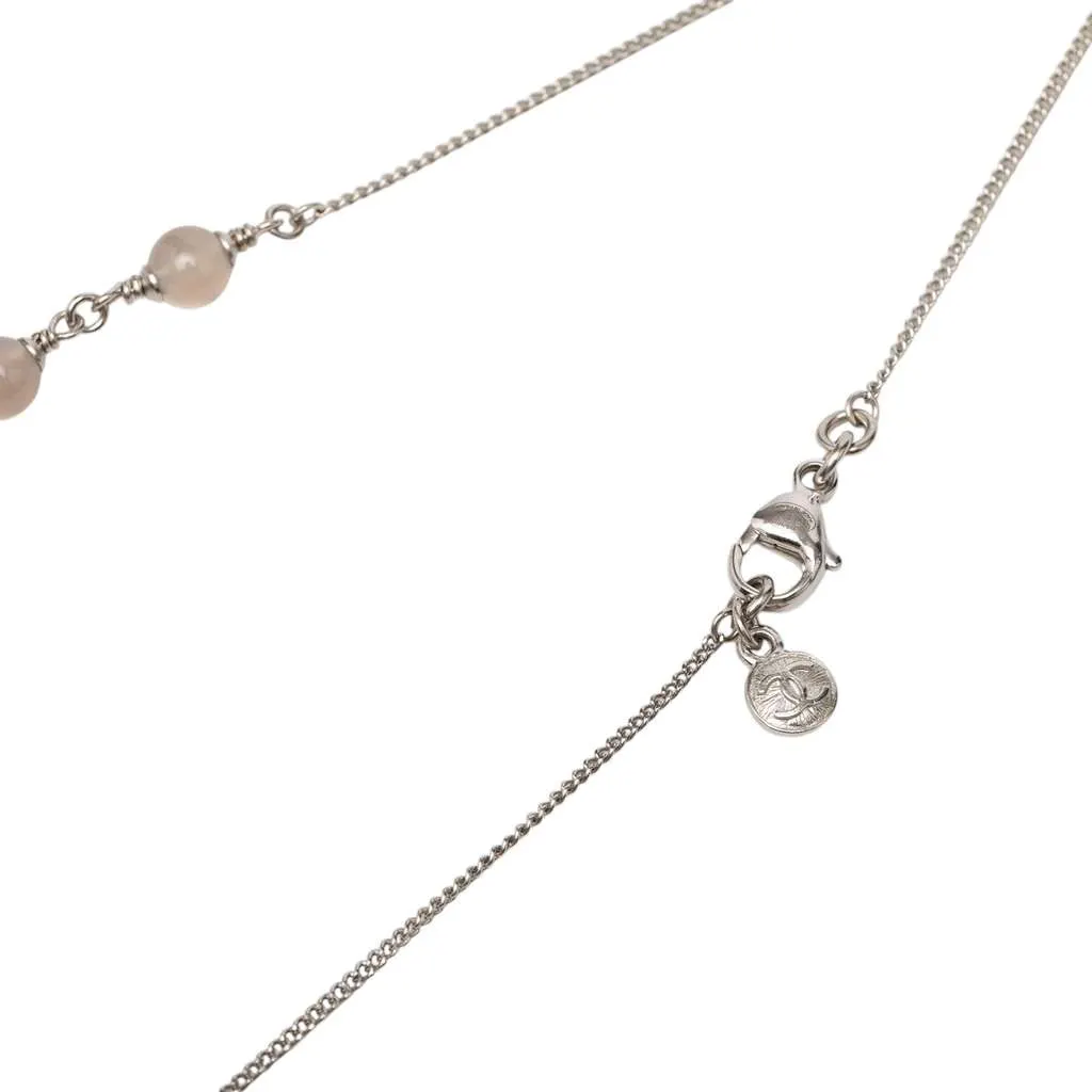 Chanel CC Silver Plated Beads and Rhinestones Star Pendant Necklace Silver Metal Very good - Model View