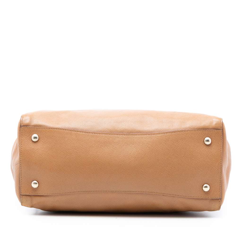 Prada Large Saffiano Cuir Double Zip Top Handle Bag Brown Leather Good condition - Inside View