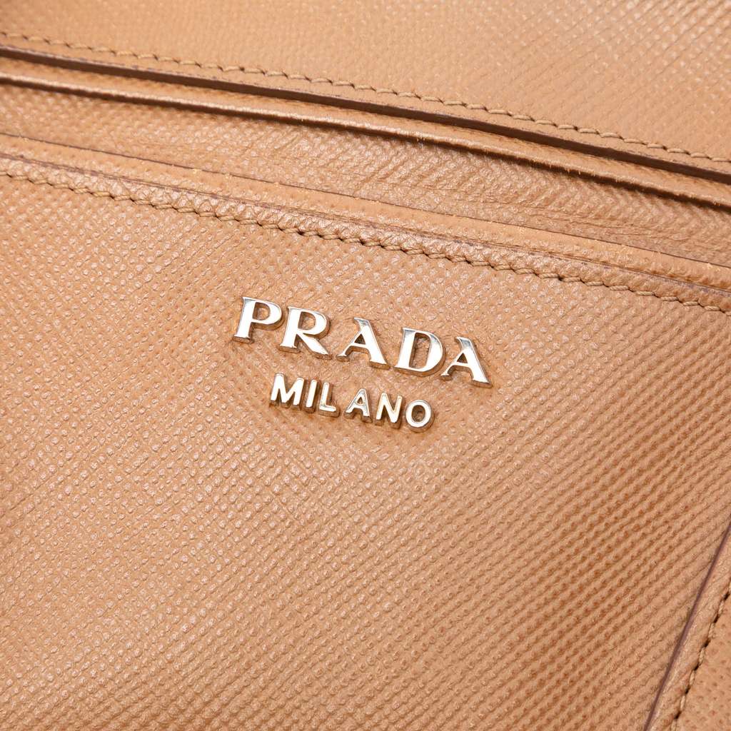 Prada Large Saffiano Cuir Double Zip Top Handle Bag Brown Leather Good condition - Box View