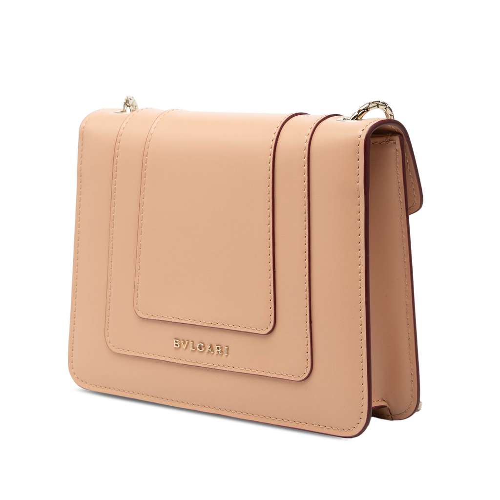 Bvlgari Small Leather Square Serpenti Forever Chain Crossbody Brown Leather Good condition - Back View