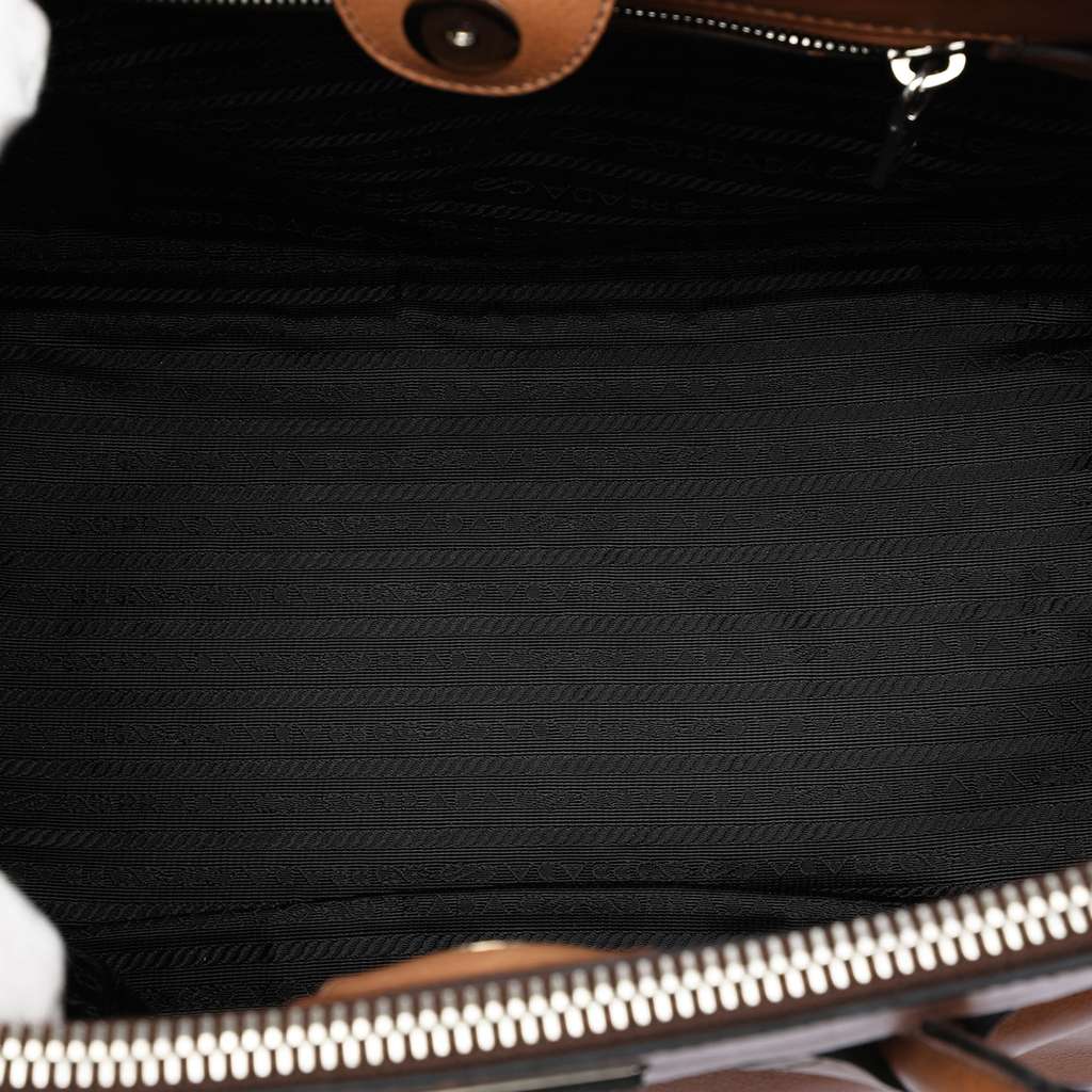 Prada Glace Calf Twin Pocket Satchel Brown Leather Good condition - Model View