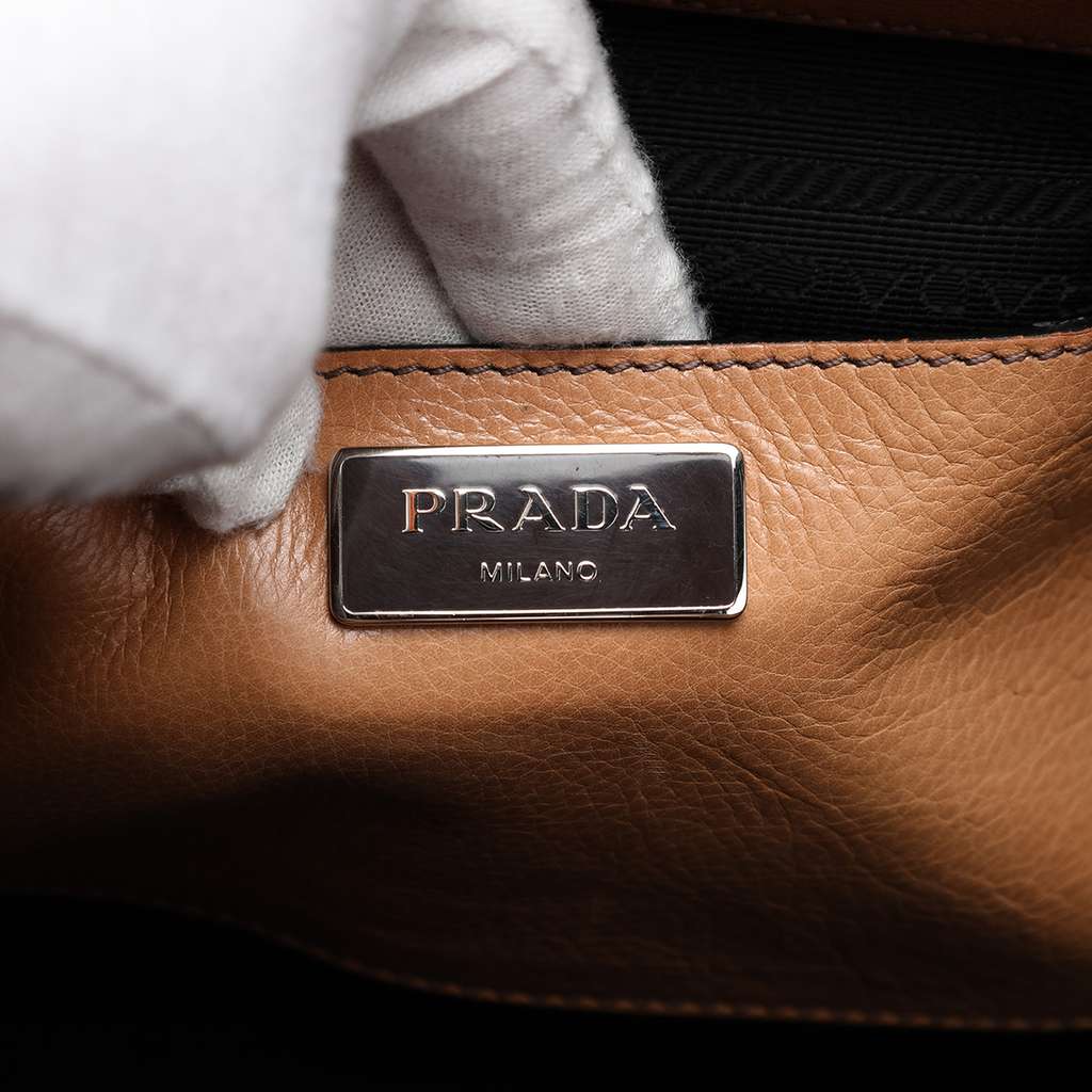 Prada Glace Calf Twin Pocket Satchel Brown Leather Good condition - Box View