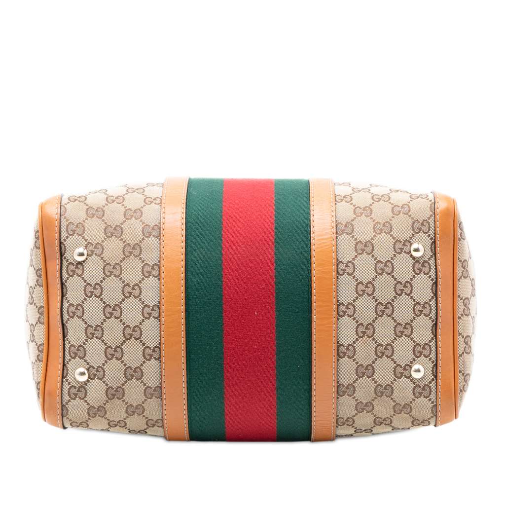 Gucci Medium GG Canvas Web Joy Boston Bag Brown Canvas Good condition - Inside View