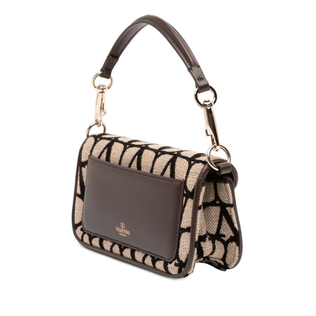 Valentino Small Toile Iconographe VLogo Loco Satchel Brown Canvas Good condition - Back View