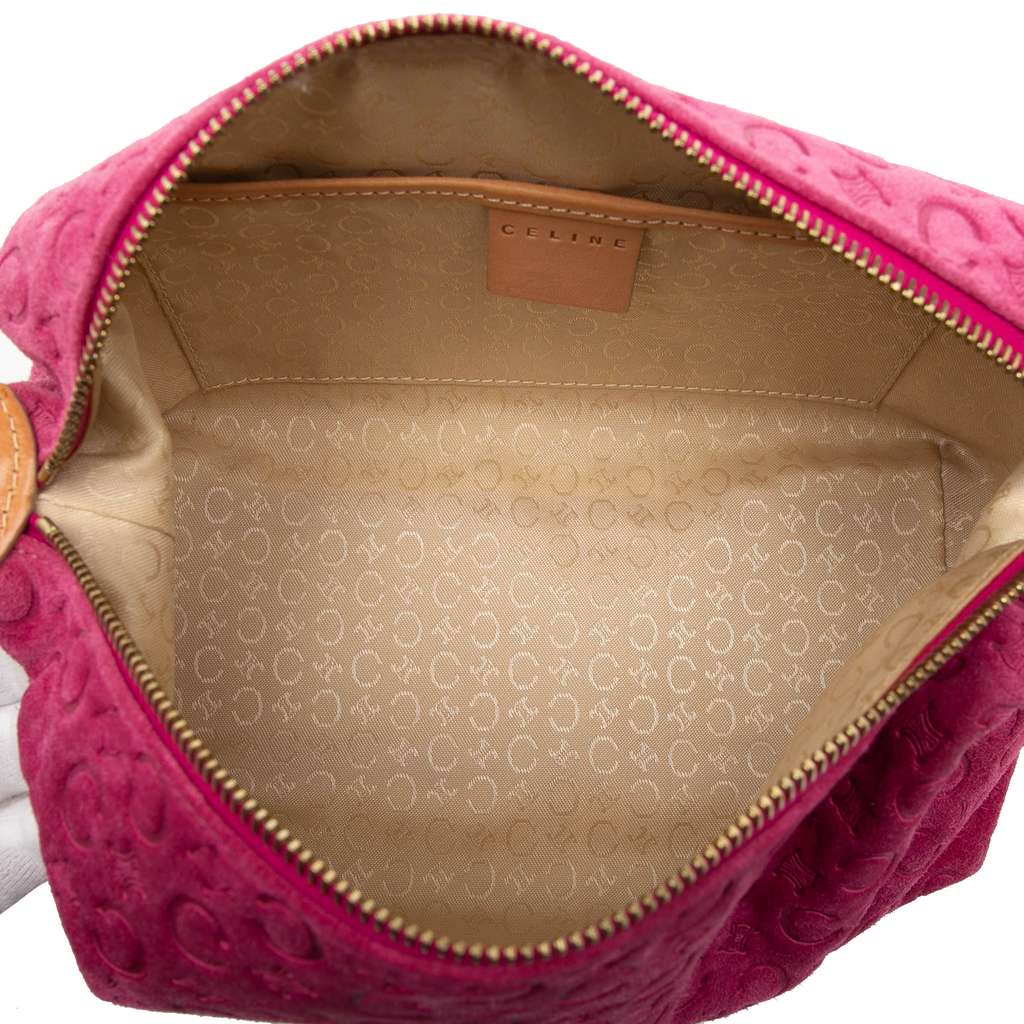 Celine C Macadam Suede Shoulder Bag Pink Leather Good condition - Model View