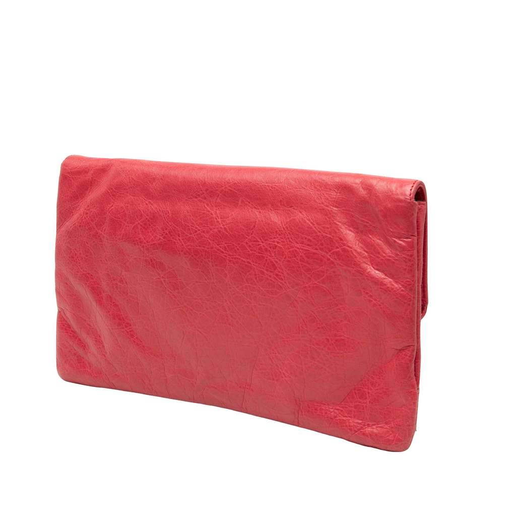 Balenciaga Lambskin Motocross Classic Envelope Clutch Red Leather Good condition - Back View