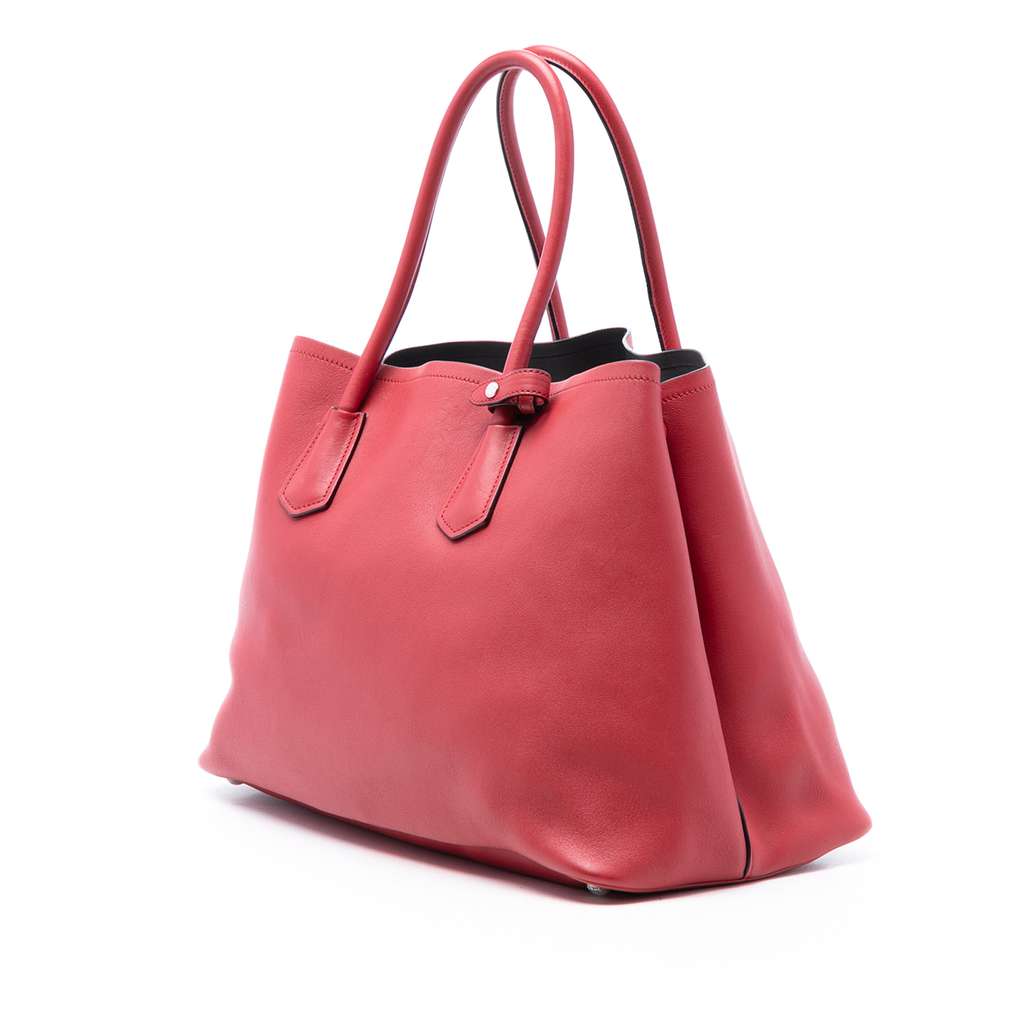 Prada Large Saffiano Cuir Double Satchel Red Leather Good condition - Back View