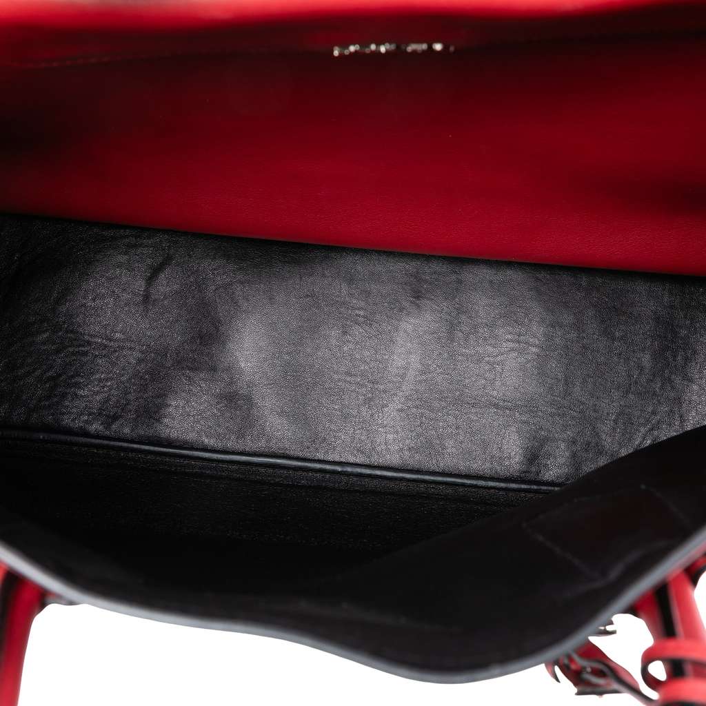 Prada Large Saffiano Cuir Double Satchel Red Leather Good condition - Model View