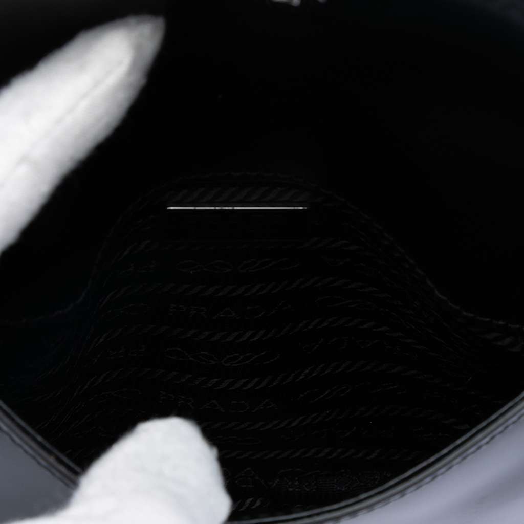 Prada Mini Brushed Leather Cleo Flap Black Leather Good condition - Model View