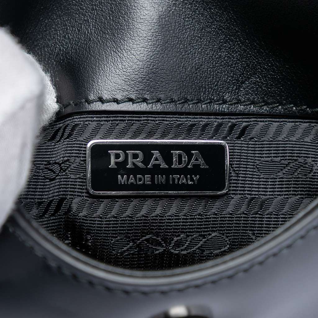 Prada Mini Brushed Leather Cleo Flap Black Leather Good condition - Box View