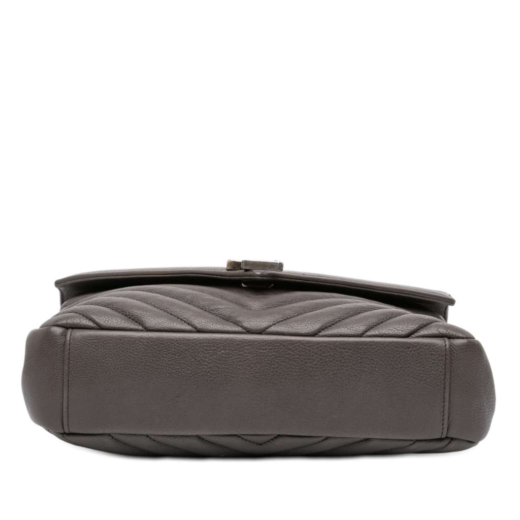 Saint Laurent Medium Chevron Sheepskin Monogram College Satchel Grey Leather Good condition - Inside View