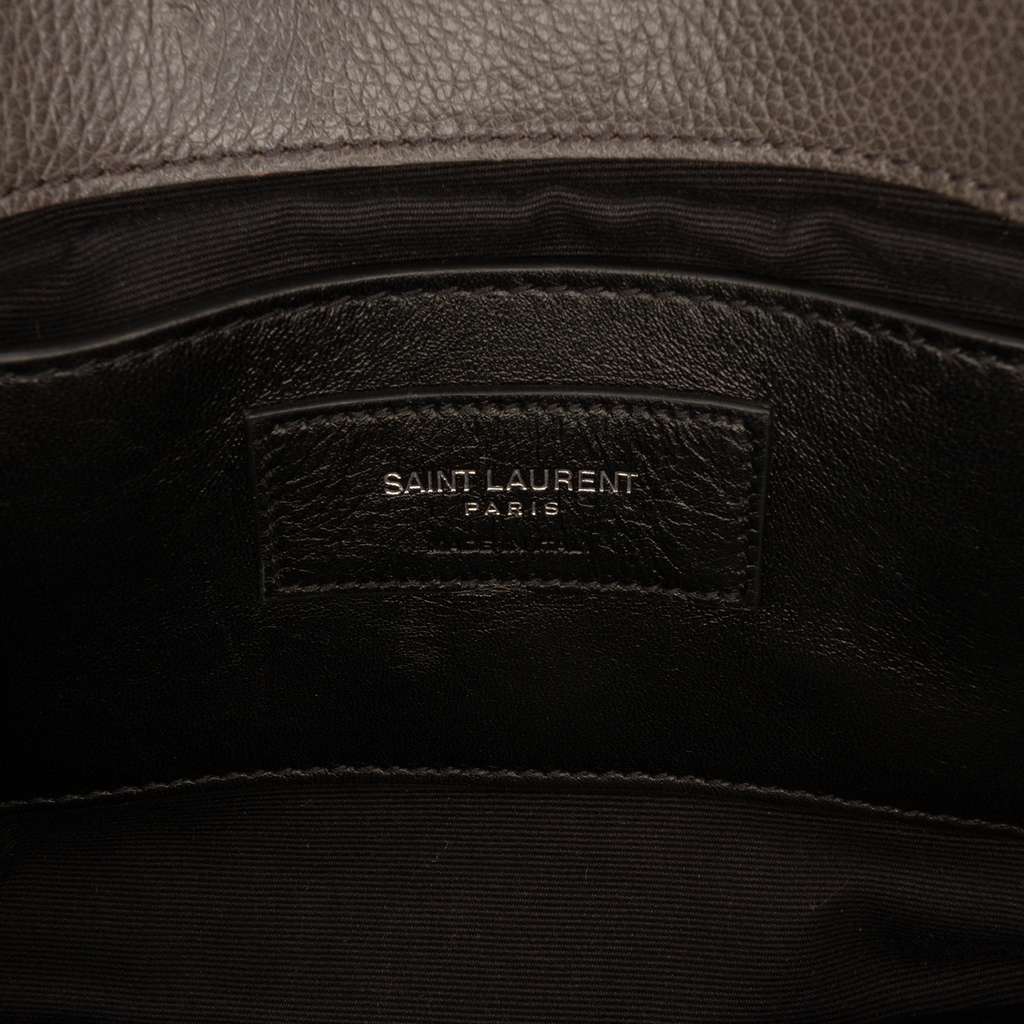 Saint Laurent Medium Chevron Sheepskin Monogram College Satchel Grey Leather Good condition - Box View