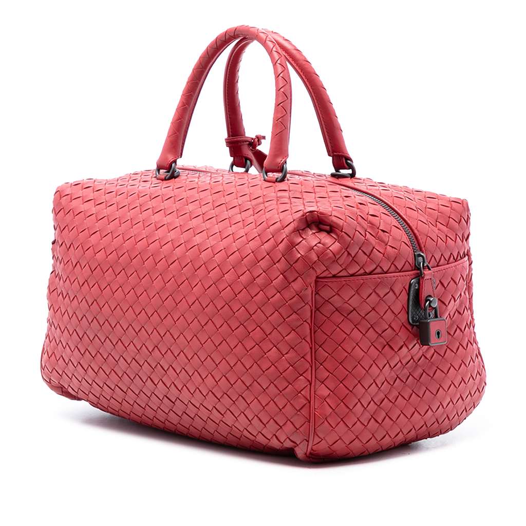 Bottega Veneta Nappa Intrecciato Satchel Red Leather Good condition - Back View