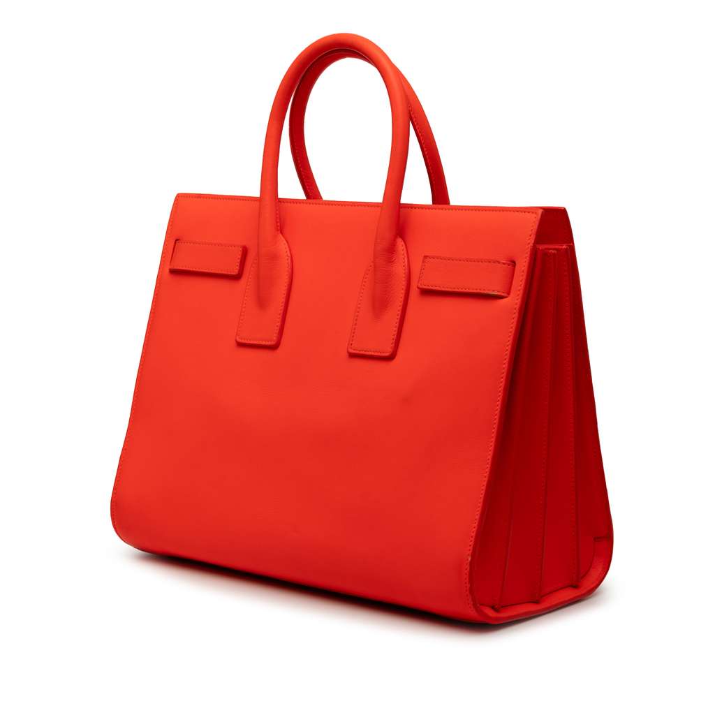 Saint Laurent Small Leather Sac De Jour Satchel Orange Leather Good condition - Back View