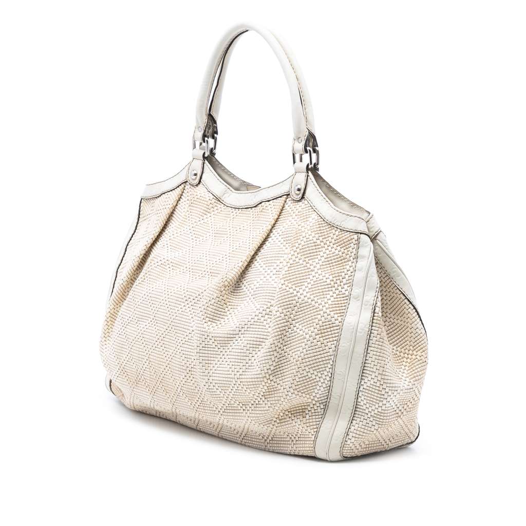 Gucci Large Diamante Raffia Sukey Tote Brown Good condition - Back View