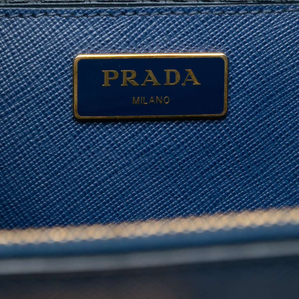 Prada Medium Saffiano Lux Galleria Double Zip Satchel Blue Leather Good condition - Box View